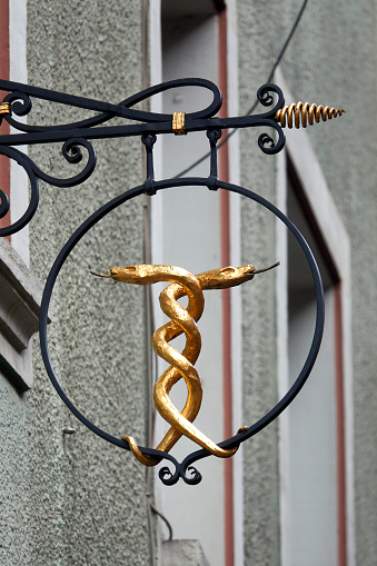 House sign, two golden snakes