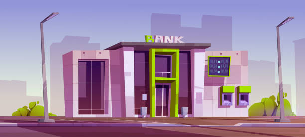 istock Modern bank building on city street 1457932605