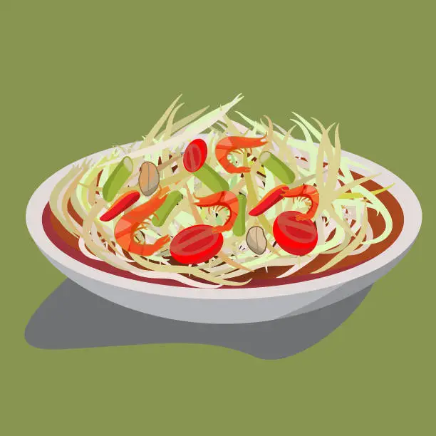 Vector illustration of som tum thai papaya salad