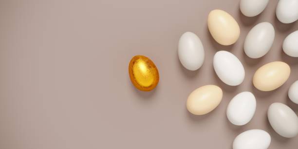 istock Golden egg standing out from the crowd 1457934707