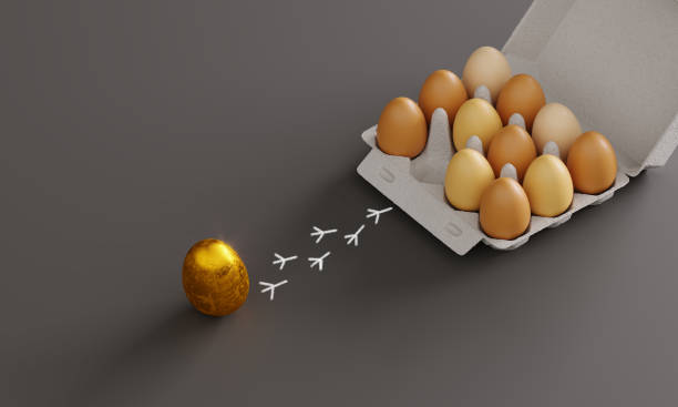 Golden egg standing out from the crowd