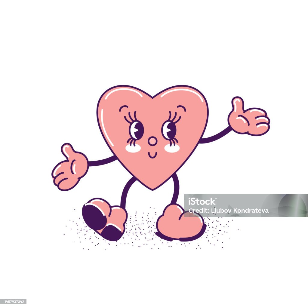 Karakter Hati Tersenyum Lucu Yang Lucu Dengan Wajah Elemen Komik Dalam