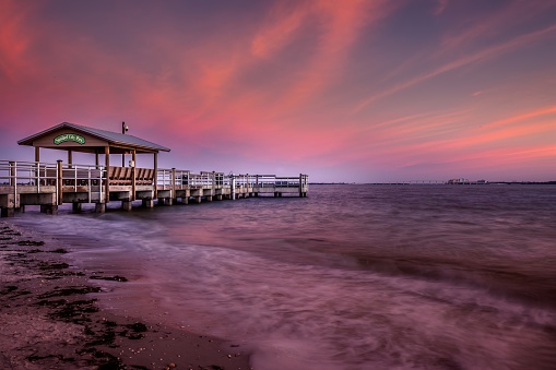 The Sanibal City Pier at sunset, Sanibal island Florida
