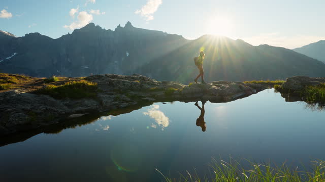 Woman hiking in Norwegian mountains