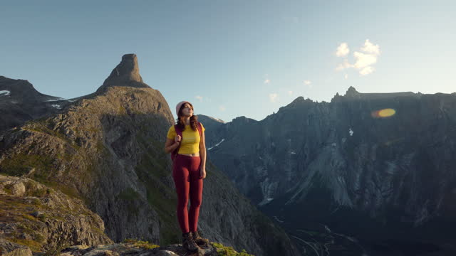 Woman hiking in Norwegian mountains