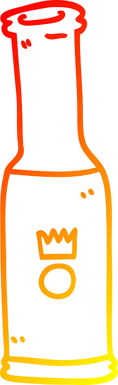 warm gradient line drawing of a cartoon bottle of pop