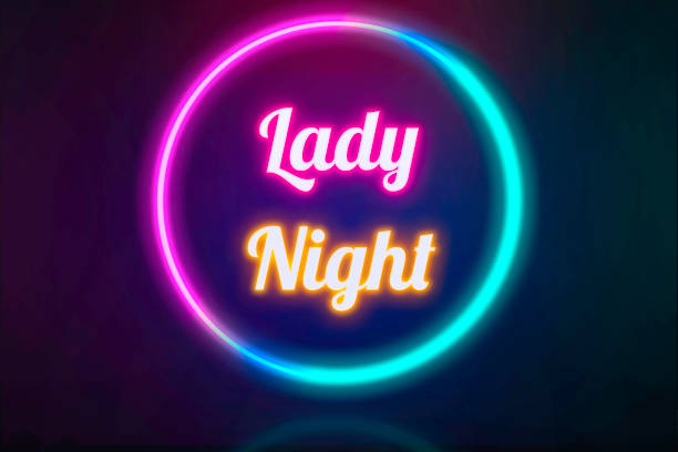 istock Lady Night neon banner signboard. 1457949248