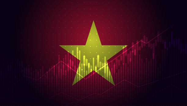 istock Stock market graph or forex trading chart for business and financial concepts, reports and investment on blue background with Vietnam flag. Vector illustration 1457952299