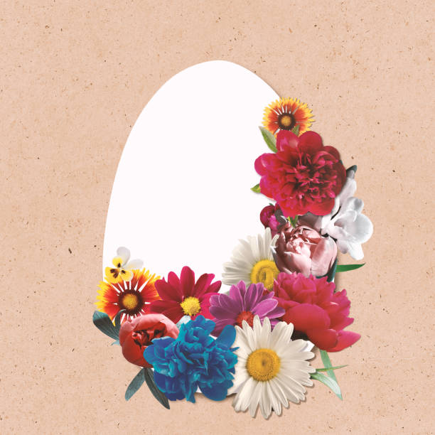 Easter egg shape made from vintage zine flowers