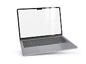Laptop isolated on white background with two clipping paths included. Realistic 3D render.