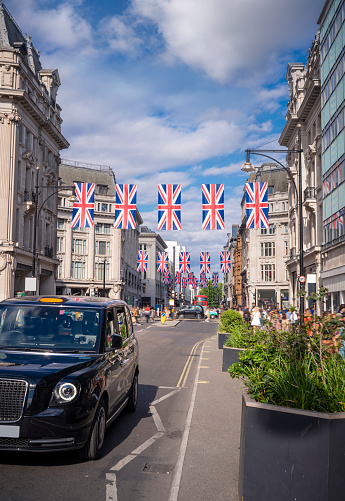 London, UK - May 14, 2019: Exterior view of Goldman Sachs International building in London and Mersey House in Fleet Street