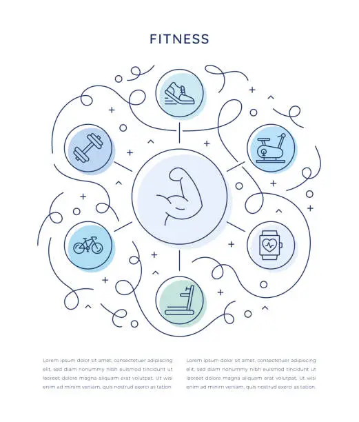 Vector illustration of Fitness Six Steps Infographic Template