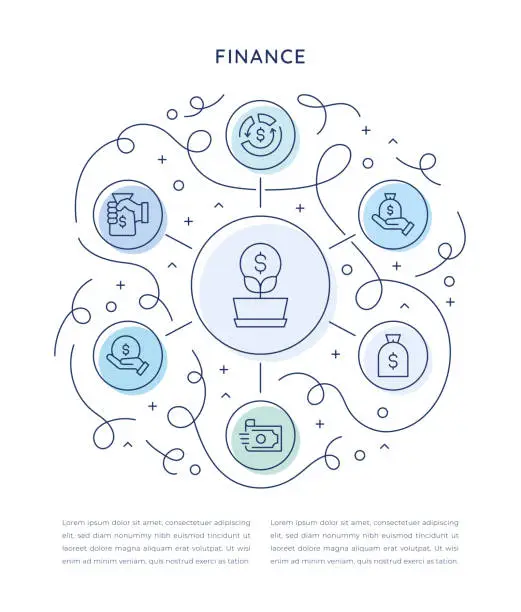 Vector illustration of Finance Six Steps Infographic Template