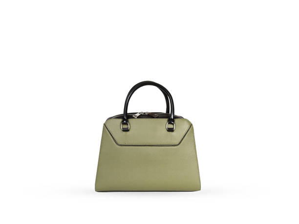 istock Green woman leather handbag on a white background 1457963542