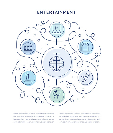 Six steps Infographic Template with Museum,Theater,Party line icons. Easy to edit. Scale and colorize as you wish.