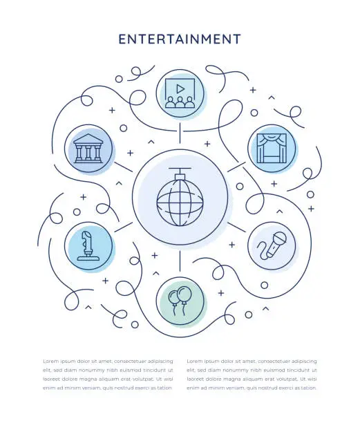 Vector illustration of Entertainment Six Steps Infographic Template