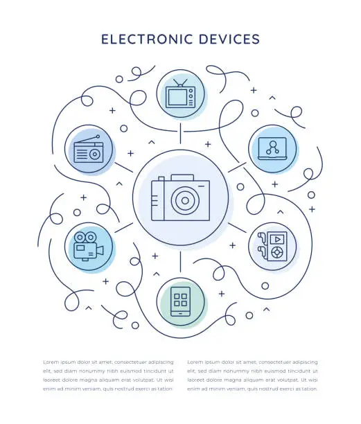Vector illustration of Electronic Devices Six Steps Infographic Template