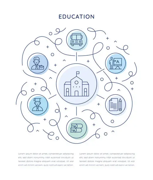 Vector illustration of Education Six Steps Infographic Template