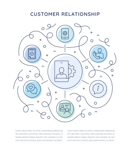 Vector illustration of Customer Relationship Six Steps Infographic Template