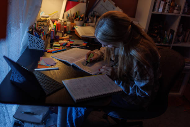 istock A Female Student Working At Home At Night 1457975164