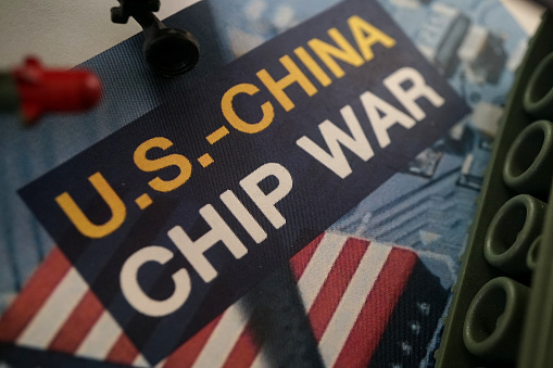 US and china chip war concept