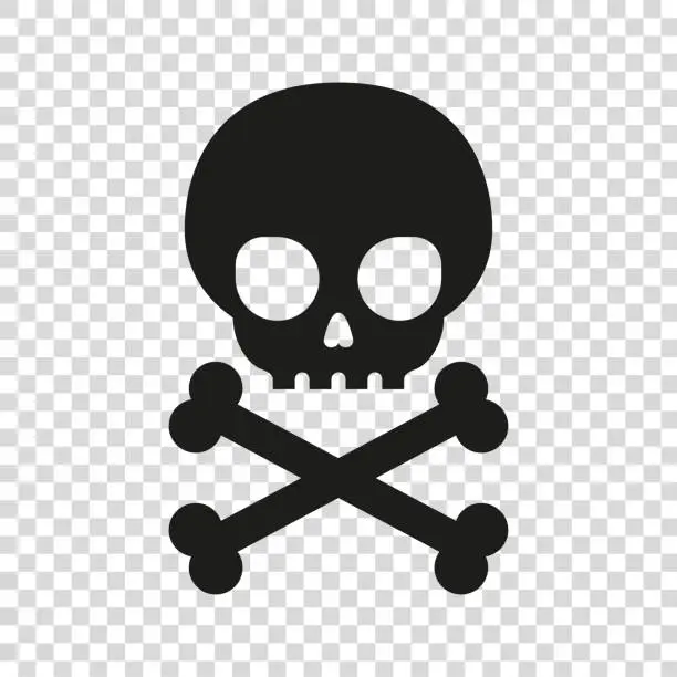 Vector illustration of Skull icon on transparent background.