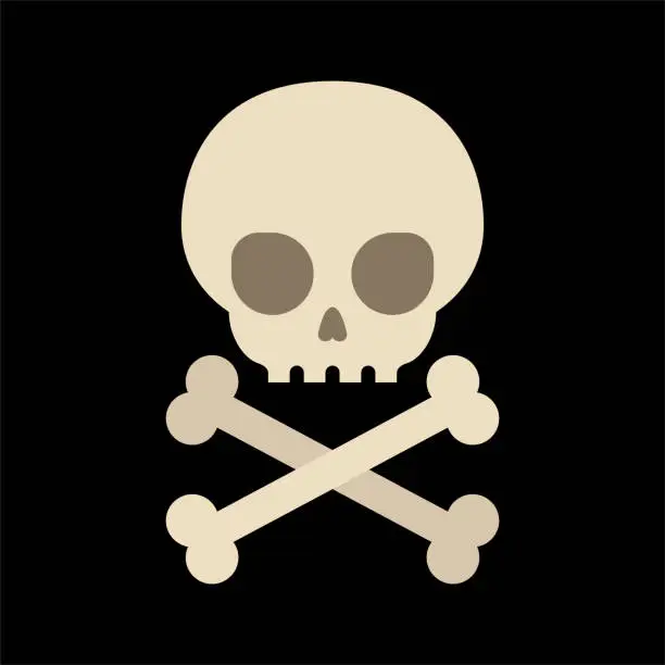Vector illustration of Skull icon on black background.