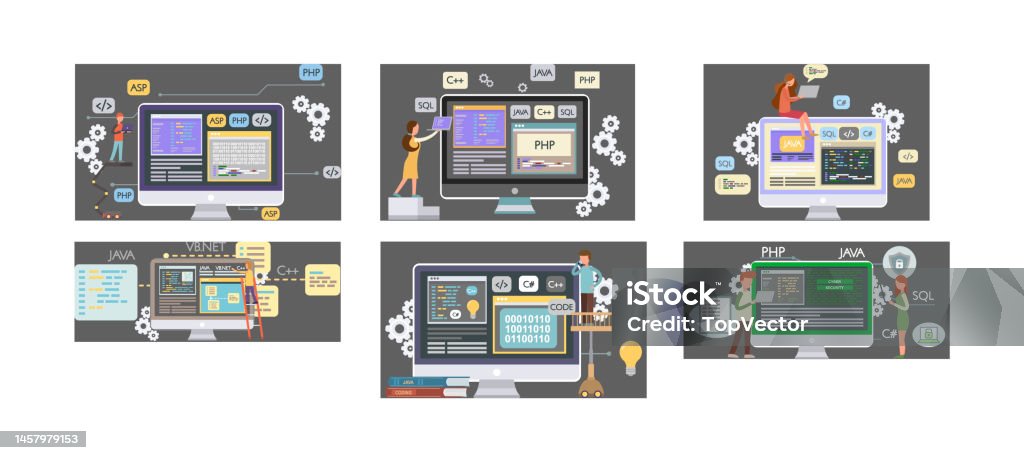 Programmer Engineering And Coding Programmer Working On Web Development ...