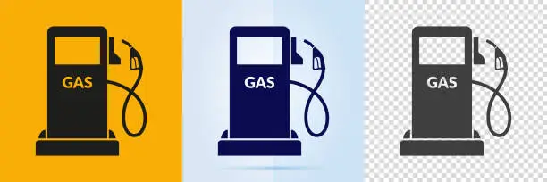 Vector illustration of Gasoline pump icon set.