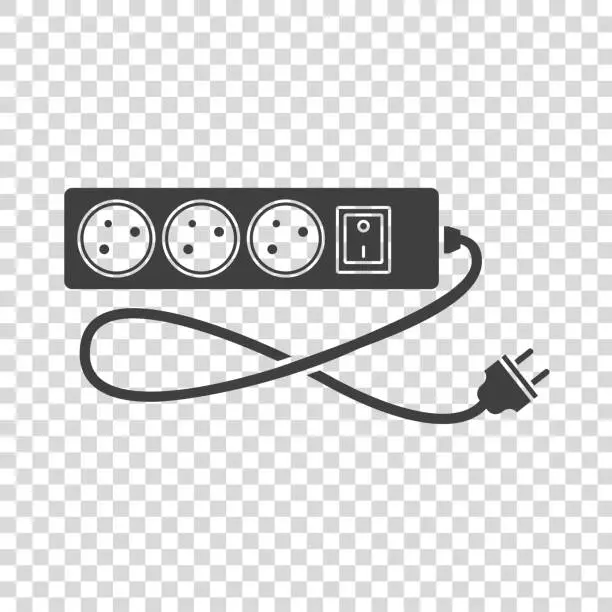 Vector illustration of Power strip icon on transparent background.