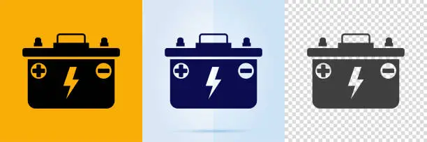 Vector illustration of Car battery icon set.