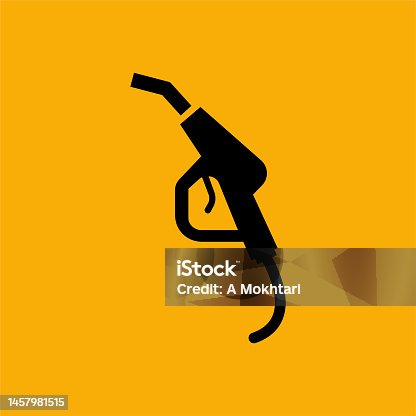 istock Fuel gun icon on yellow background. 1457981515