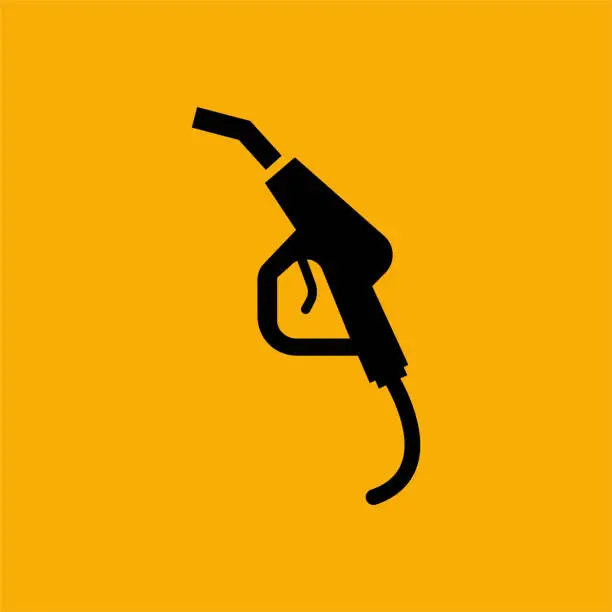 Vector illustration of Fuel gun icon on yellow background.