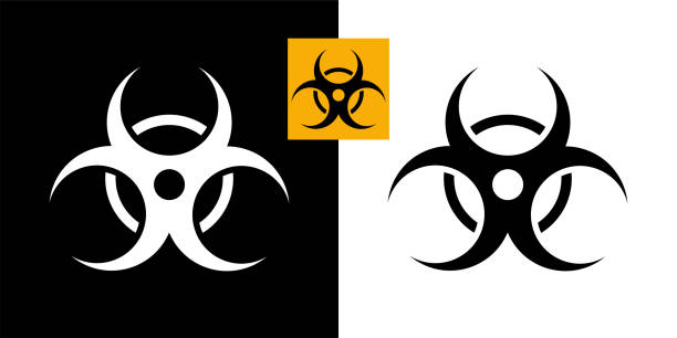 illustrazioni stock, clip art, cartoni animati e icone di tendenza di icona del virus del simbolo radioattivo. - toxic waste illustrations