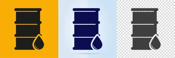 Vector illustration of Oil barrel icon set.