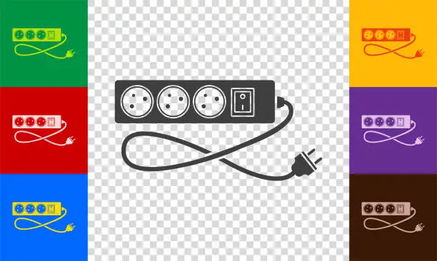 Vector illustration of Power strip icon set.