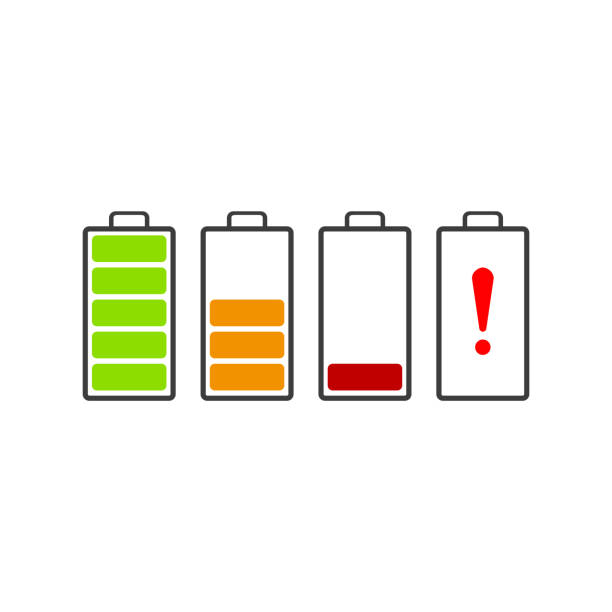 Battery level icon on withe background. Vector illustration in HD very easy to make edits. phone screen low battery stock illustrations