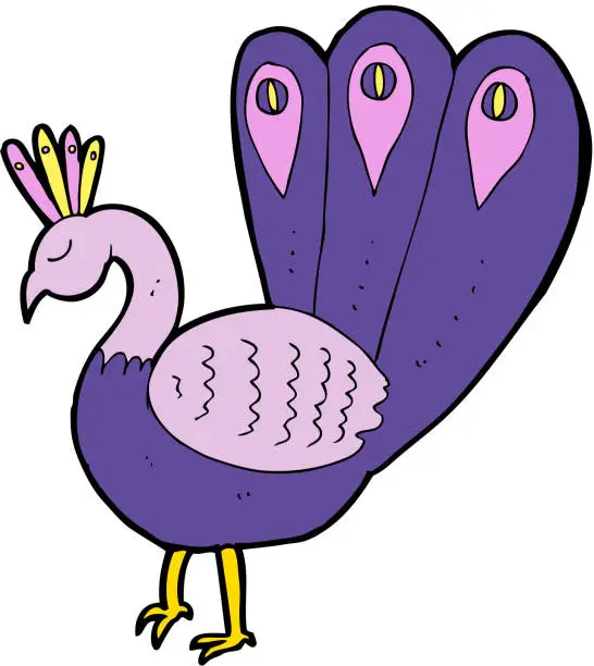Vector illustration of cartoon peacock