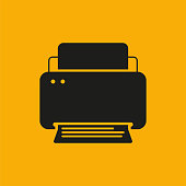 istock Printer icon on yellow background. 1457990171