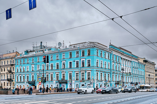 Former Engelhardt House, rebuilt in 1829 - 1832, now the  Small Concert Hall named after Glinka of the Leningrad State Philharmonic Society, landmark: St. Petersburg, Russia - October 05, 2022
