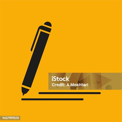 istock Pen icon on yellow background. 1457991510
