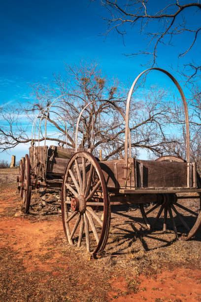 Weathered 19th century antique wagon at Historic Fort Phantom Hill in Abilene, Texas Weathered 19th century antique wagon at Historic Fort Phantom Hill in Abilene, Texas, USA abilene texas stock pictures, royalty-free photos & images