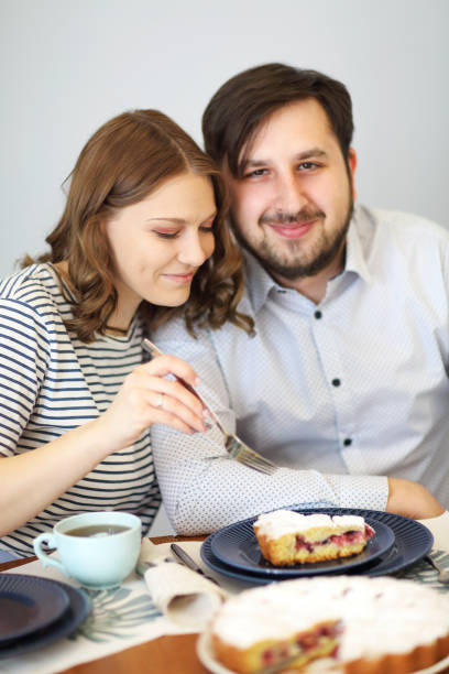 istock Couple having breakfast together in morning 1457994821