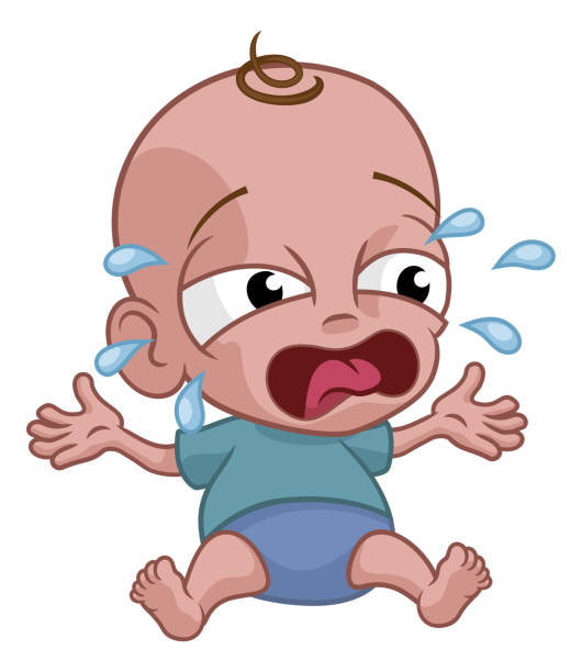 Cute Crying Baby Infant Child Cartoon Character A cute crying baby infant child cartoon character crying baby cartoon stock illustrations