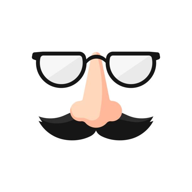 Glasses and nose with mustache template Glasses and nose with mustache template. Cheerful disguise for masquerade and impersonation party of an elderly vector man glasses facial stock illustrations