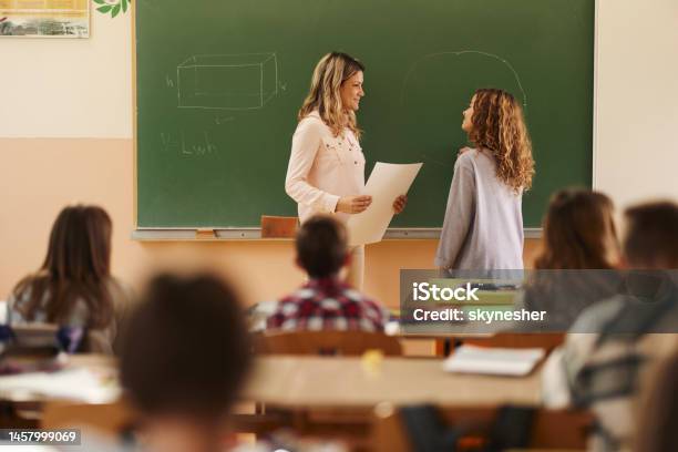 Learning Geometry In Elementary School Stock Photo - Download Image Now - Classroom, Teaching, Teacher