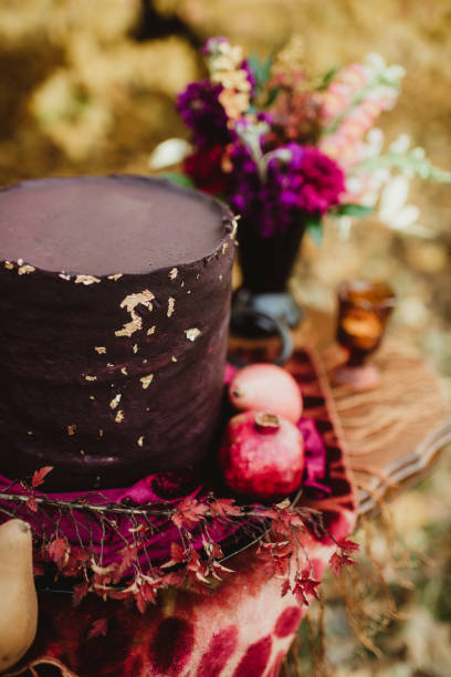 istock Close up of chocolate wedding cake 1458000304