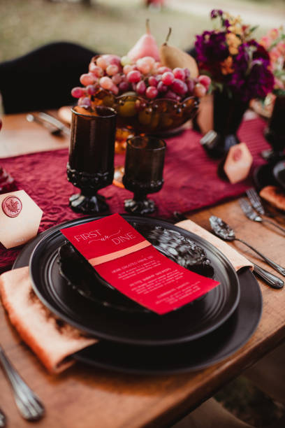 istock Menu on top of dinnerware at a party 1458000969
