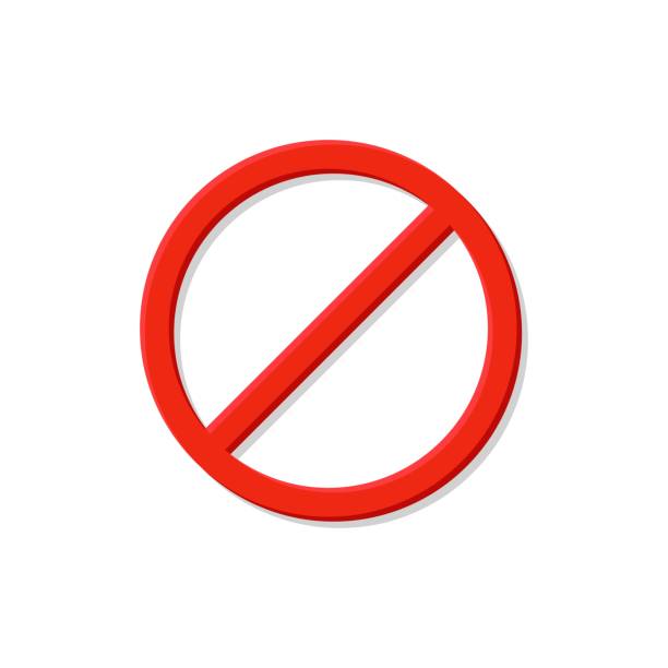 istock Red prohibition sign. Circle with crossed out line 1458001236
