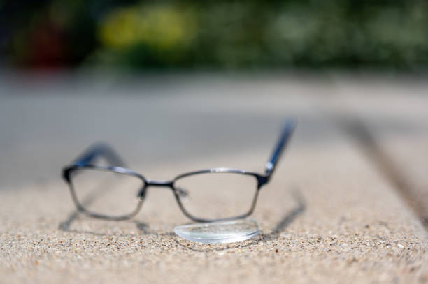 istock Selective focus on damaged glasses with scratched lens popped out 1458003690